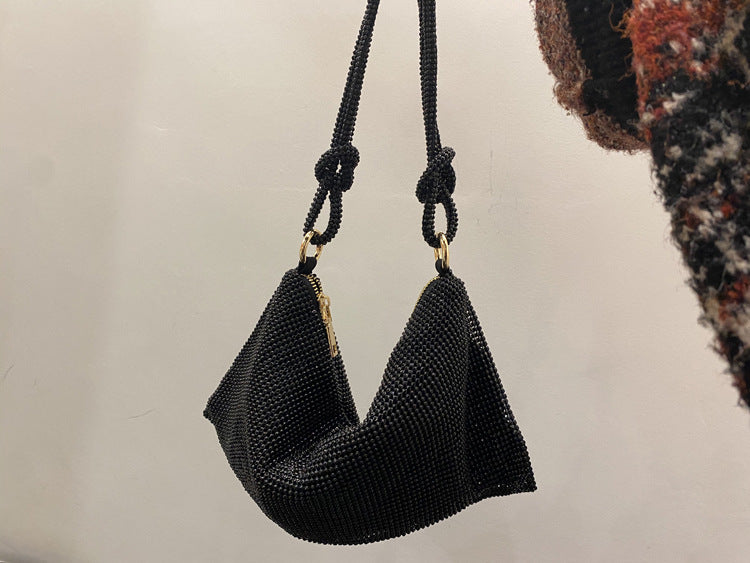 Bolso de mano sencillo con diamantes de imitación para mujer