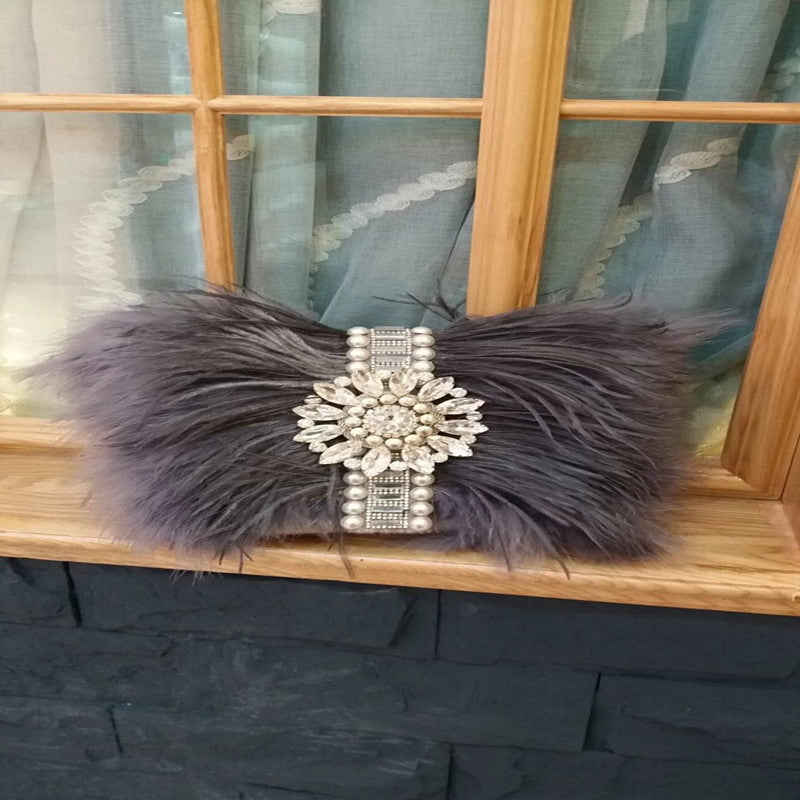 Celebrity Clutch Shiny Ostrich Hair Bag