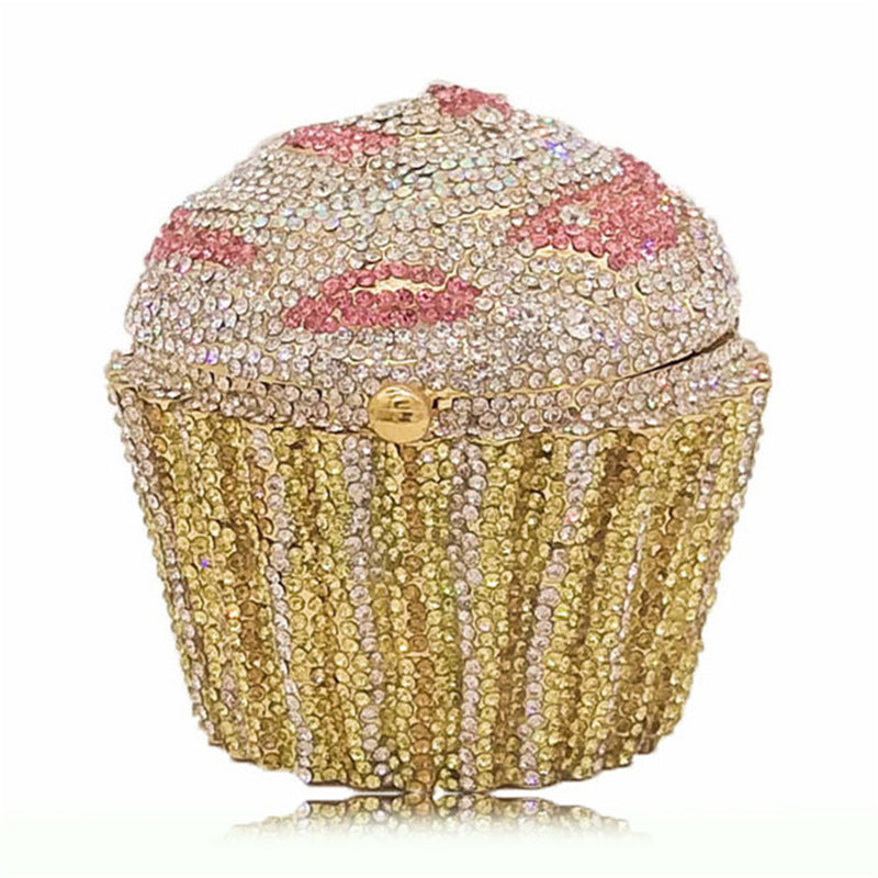 Petit gâteau crème glacée sac plein de diamants en métal diamant banquet femme