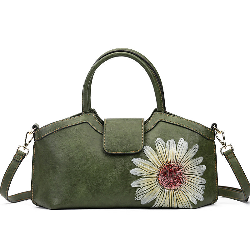 Nuevo bolso diagonal con forma de albóndigas en relieve retro de estilo campestre para mujer