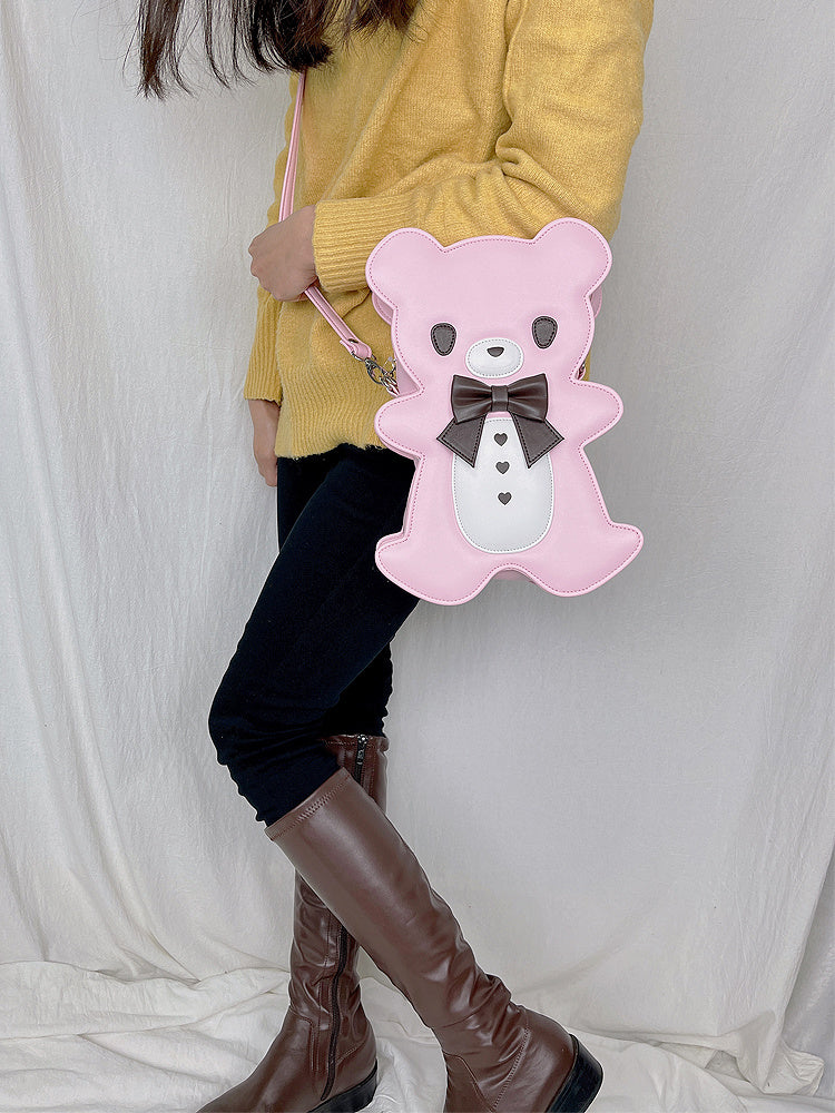 Women's Cute Bear Shaped Handheld One Shoulder Crossbody Bag