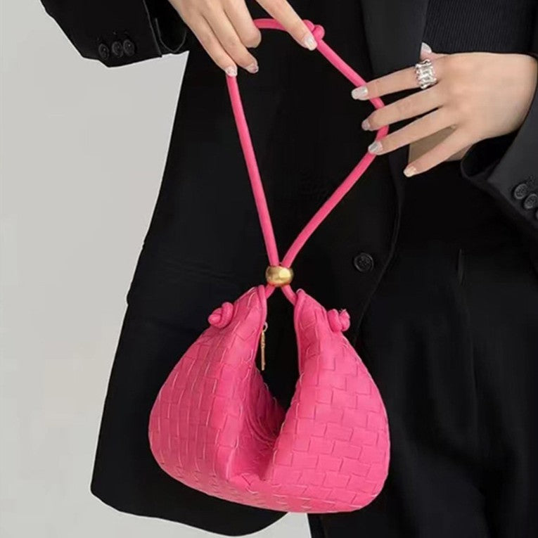 Bolso trenzado con bolitas doradas pequeñas Bolso de mujer con borde cruzado Bolso BV para axilas Bolso para mujer Minoría femenina