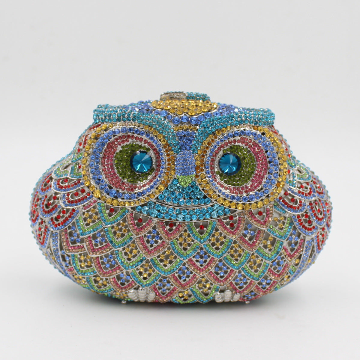 Women's European And American Owl Dinner Clutch Bag With Colored Diamonds