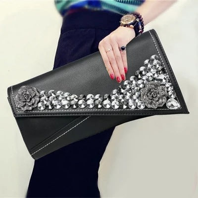 Pochette à bandoulière en strass, petite enveloppe