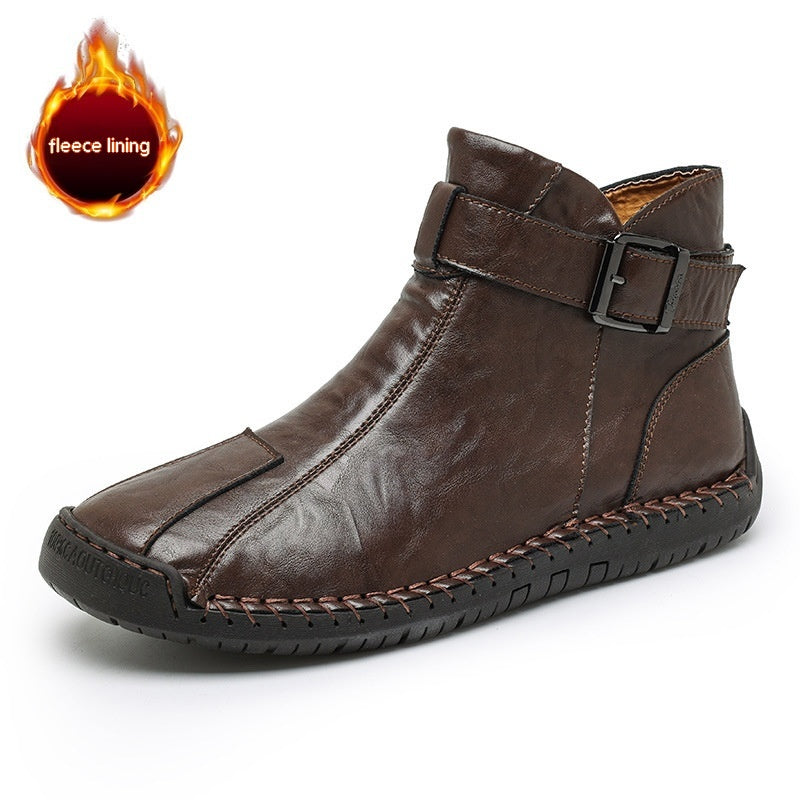 Botas altas de cuero genuino para hombre, informales, de comercio exterior transfronterizo