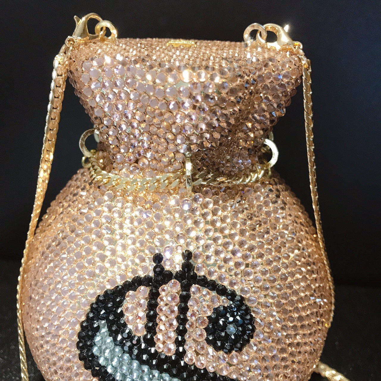 Bolso de mano con cadena de cristal y diamantes para fiesta, hecho a mano en bolsillo