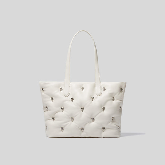 Sac à main à coussin d'air rembourré en plumes et cuir souple pour femme