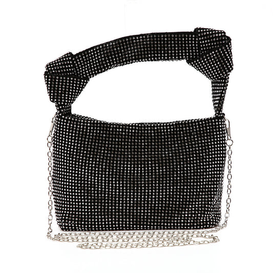 Coffret de dîner avec diamants et sac de soirée noué à la main avec strass