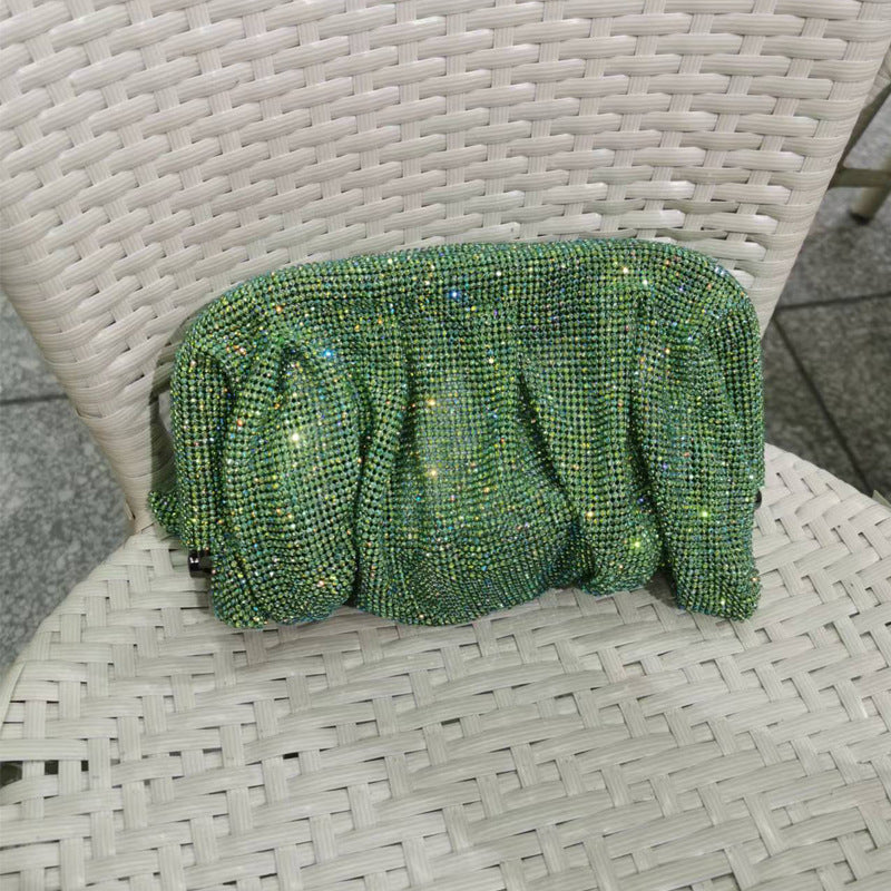 Bolso de mano para mujer con diseño de ilusión de diamantes y clip de diamantes de imitación