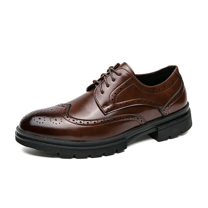 Spring And Autumn Men's Brogue Business Formal Wear Leather Shoes