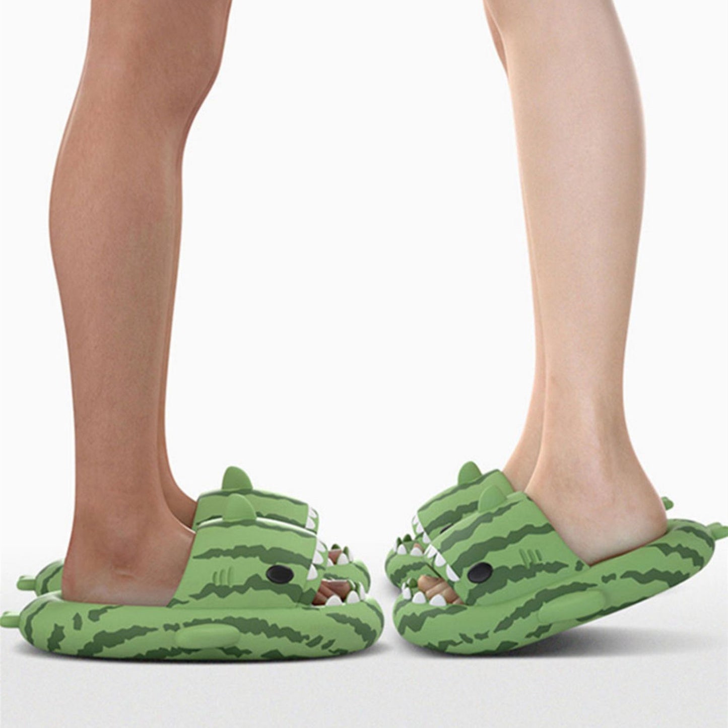 Pantuflas de tiburón para mujer, antideslizantes, para interiores y exteriores, con suela gruesa, tendencia