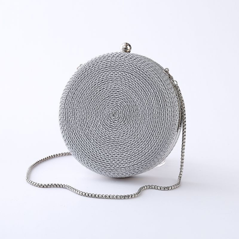 Ladies Fashion Personality PU Woven Round Bag