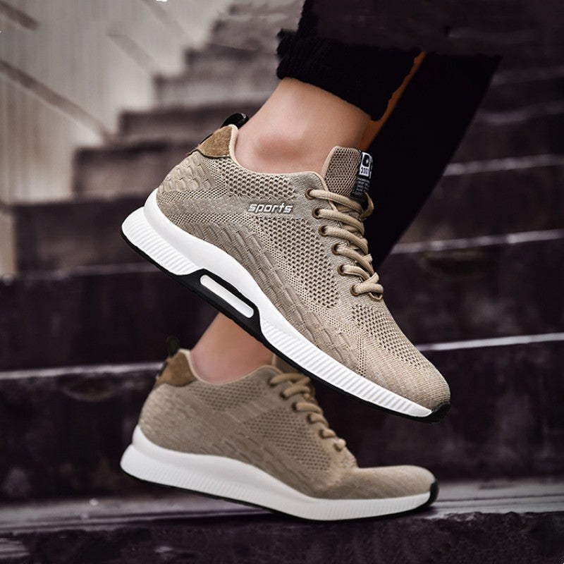 Fly-knit Sneakers Mesh Wear-resistant Increased 6cm Men's Shoes