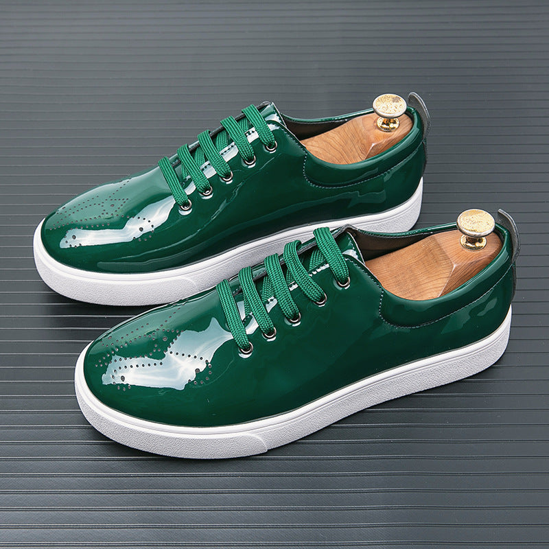 Zapatos de hombre de piel verde y charol blanco