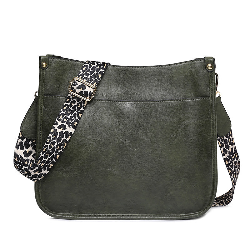 PU Leather Casual Shoulder Messenger Bag Leopard Print Shoulder Strap Tote Bag Large Capacity Minimalist Design