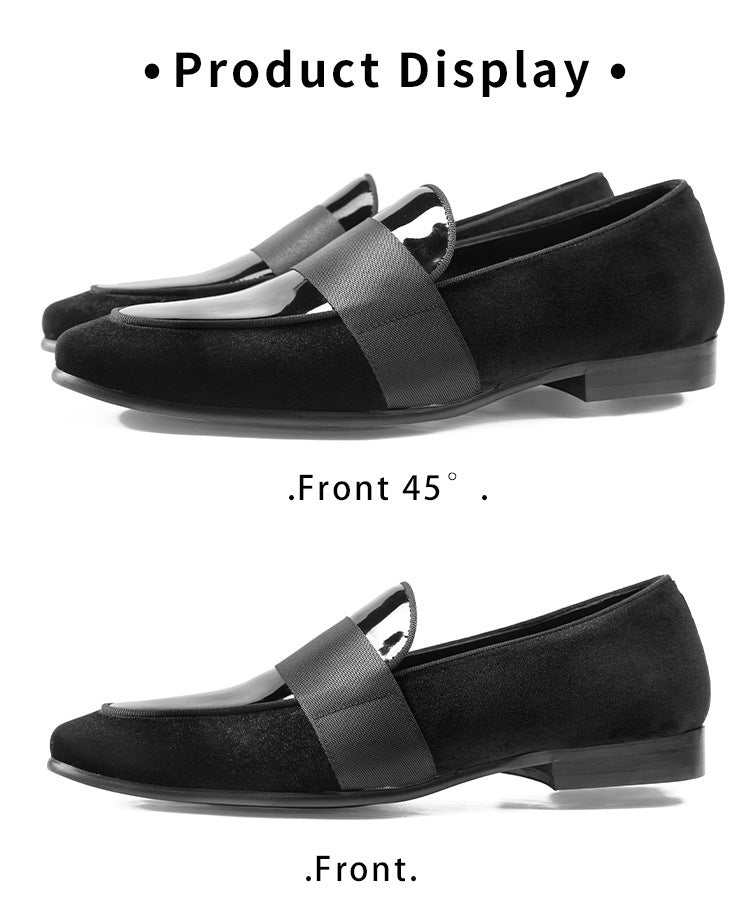 Velvet Patent Leather Korean Loafers Business Casual Leather Round Shoes