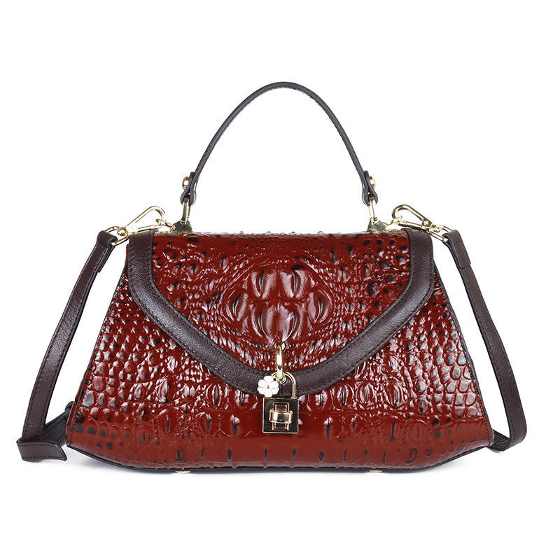 One-shoulder Messenger Bag Hit Color Top Layer Cowhide Ladies