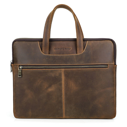 Retro Crazy Horse Leather Men's Laptop Bag