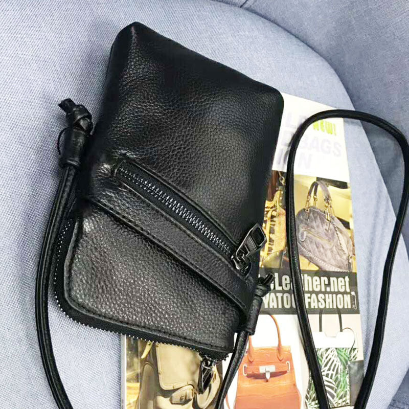 Bolso para teléfono móvil de mujer de piel de vaca de primera capa