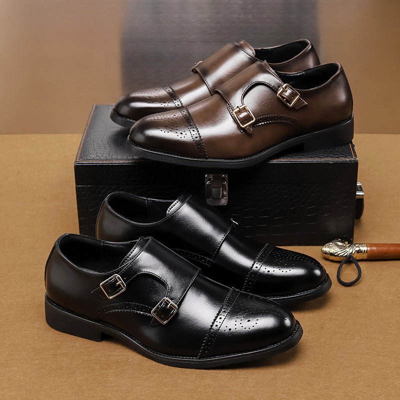 Chaussures basses en cuir pour hommes, style britannique, tendance, tenue de soirée, décontractée