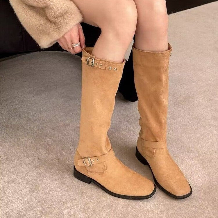 Botas retro de moda por debajo de la rodilla para mujer