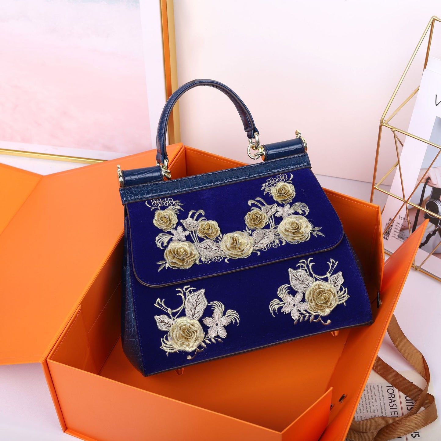 Bolso de mano con diseño exclusivo para mujer, diseño de flores