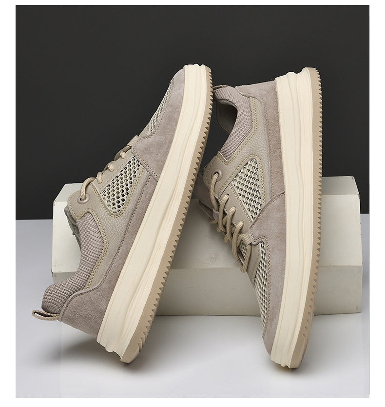 Top Layer Nubuck Plus Large Hole Mesh Breathable Korean Casual Shoes