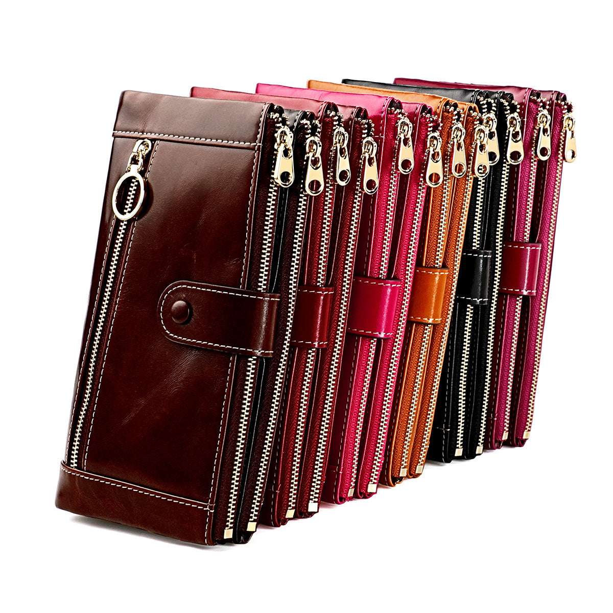 Fashion Personality Vintage Oil Waxed Leather Ladies Wallet