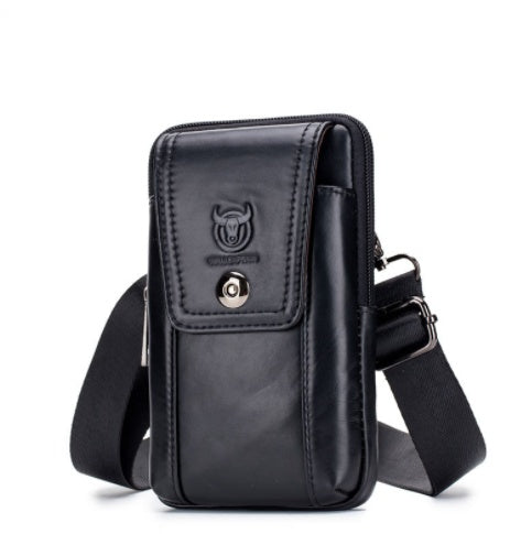 Men's Leather Shoulder Messenger Bag Wear Belt Mobile Phone