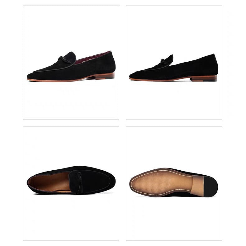 Suede Leather Business Casual Leather Shoes Slip-on Breathable British Style