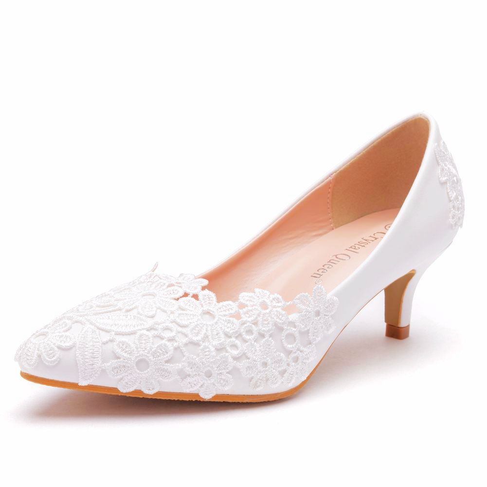 Chaussures de mariage simples en dentelle et fleurs pour femmes