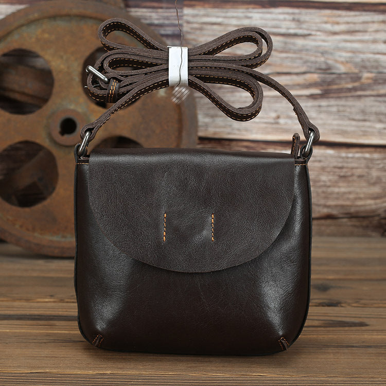 Bolso bandolera de cuero sencillo retro para mujer