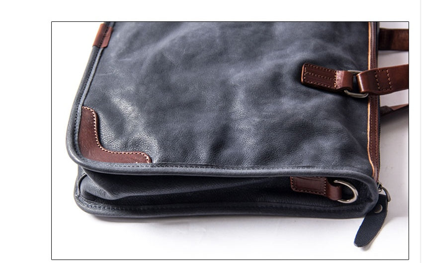 Bolso de mano de cuero para hombre con bandolera inclinada