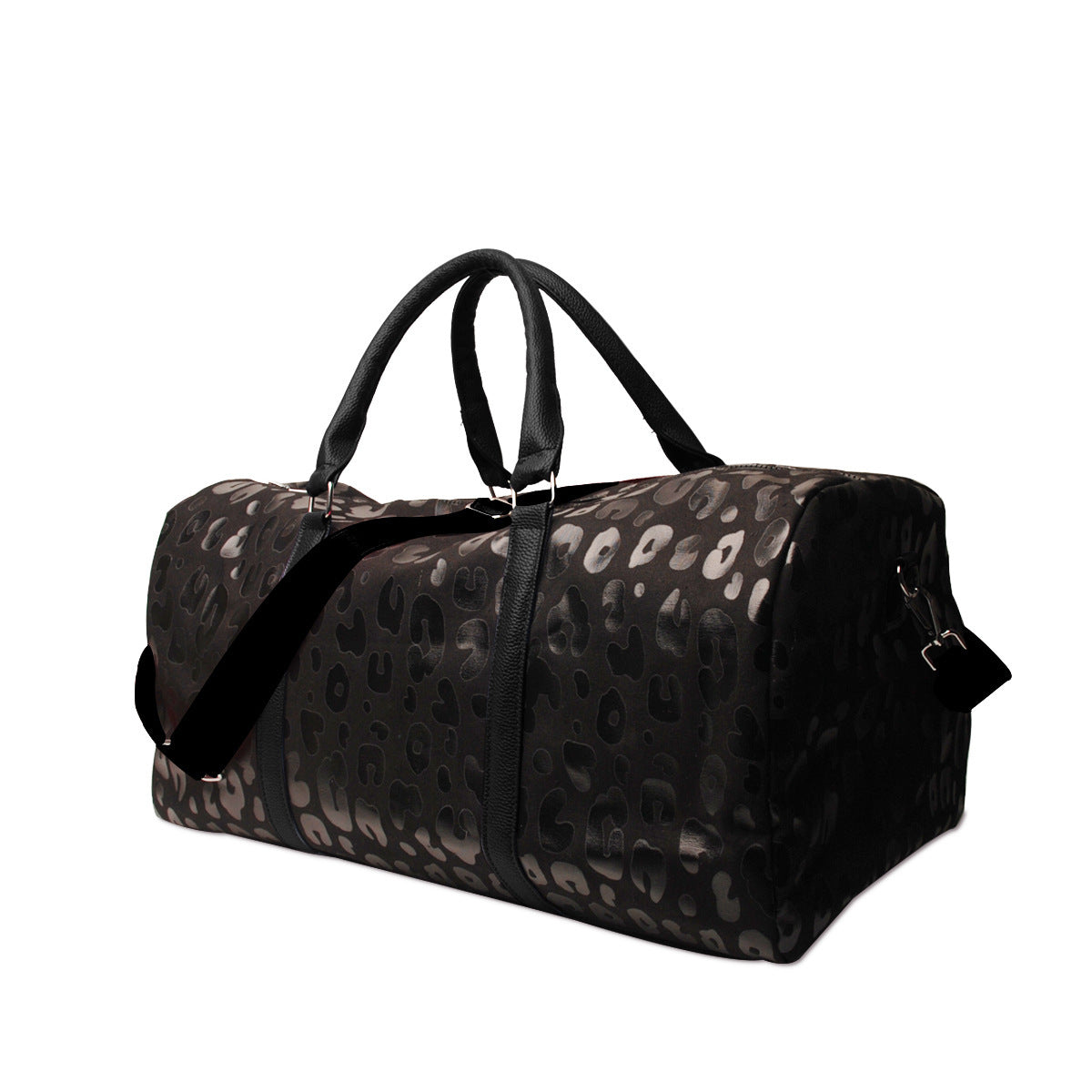 Bolsa de viaje con estampado de leopardo brillante, estilo europeo y americano, con correa para el hombro y asa de PU, bolsa de equipaje portátil