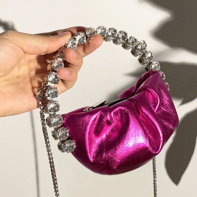 Sac de soirée à bandoulière en strass pour femme