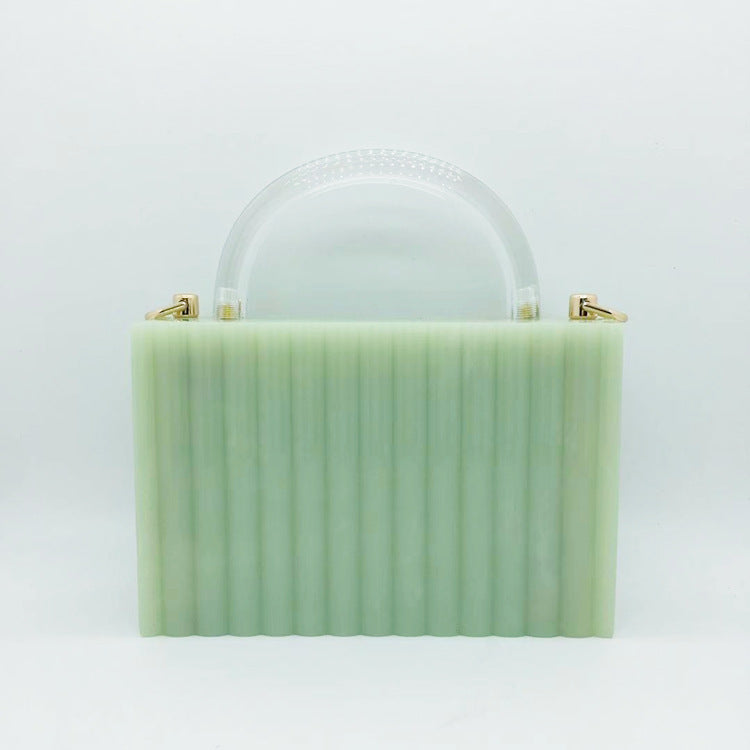 Vertical Striped Acrylic Clutch Small Square Bag With Transparent Handle