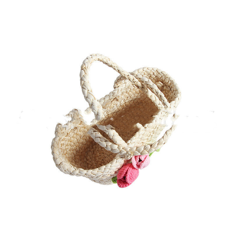 Seaside Beach Tulip Flower Straw Bag