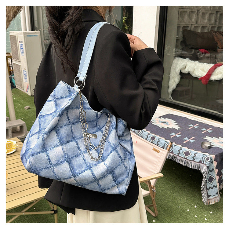 Chain Canvas Large Shoulder Bag