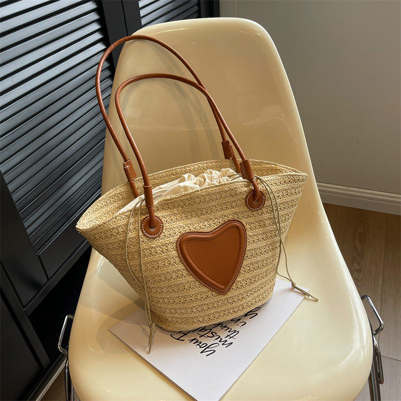 Sac fourre-tout en paille simple pour femme