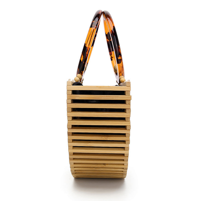 Bamboo Woven Acrylic Portable Retro Beach Bag