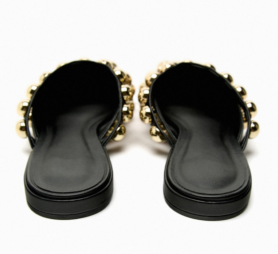 Versatile Rivet Pointed Toe Sandals Flat Toe