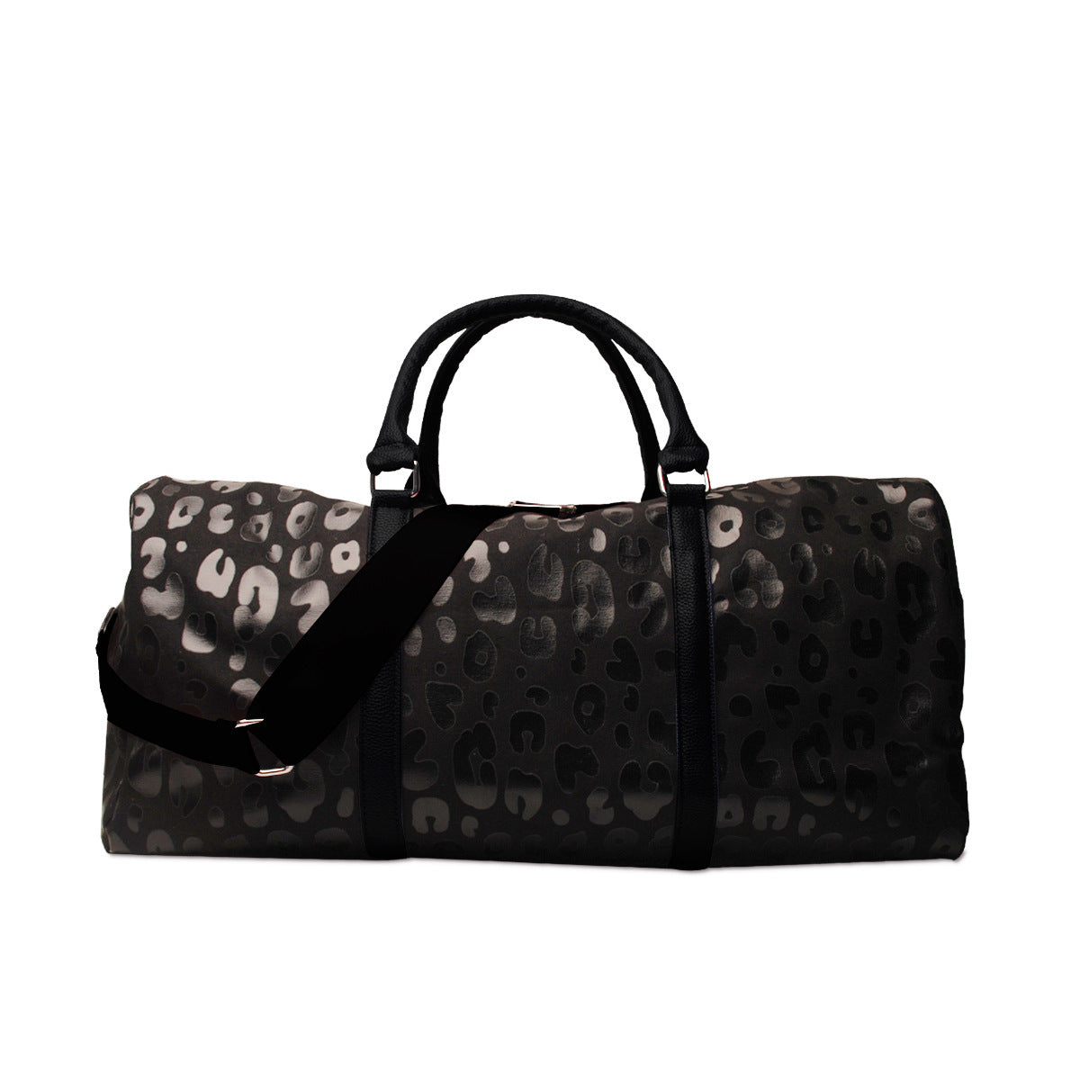 Bolsa de viaje con estampado de leopardo brillante, estilo europeo y americano, con correa para el hombro y asa de PU, bolsa de equipaje portátil