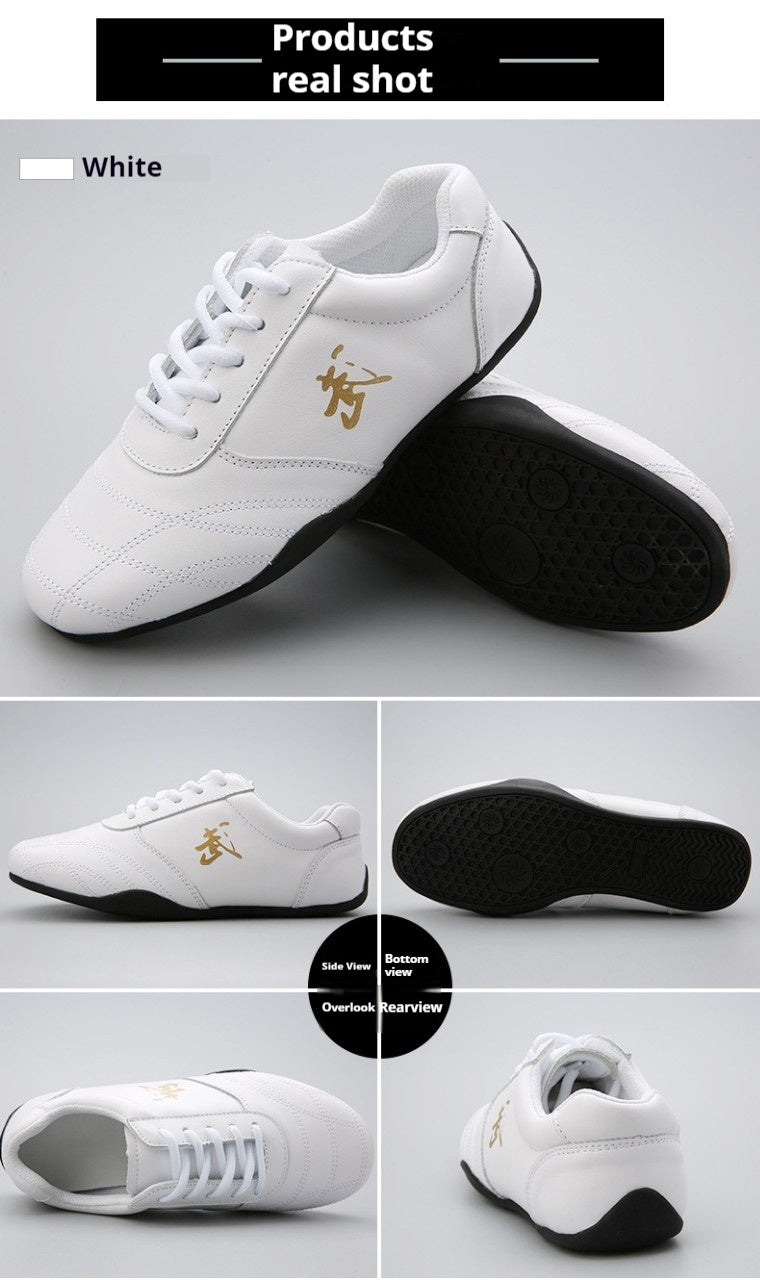 Chaussures d'entraînement professionnelles en cuir véritable pour hommes Chaussures d'arts martiaux Tai Chi