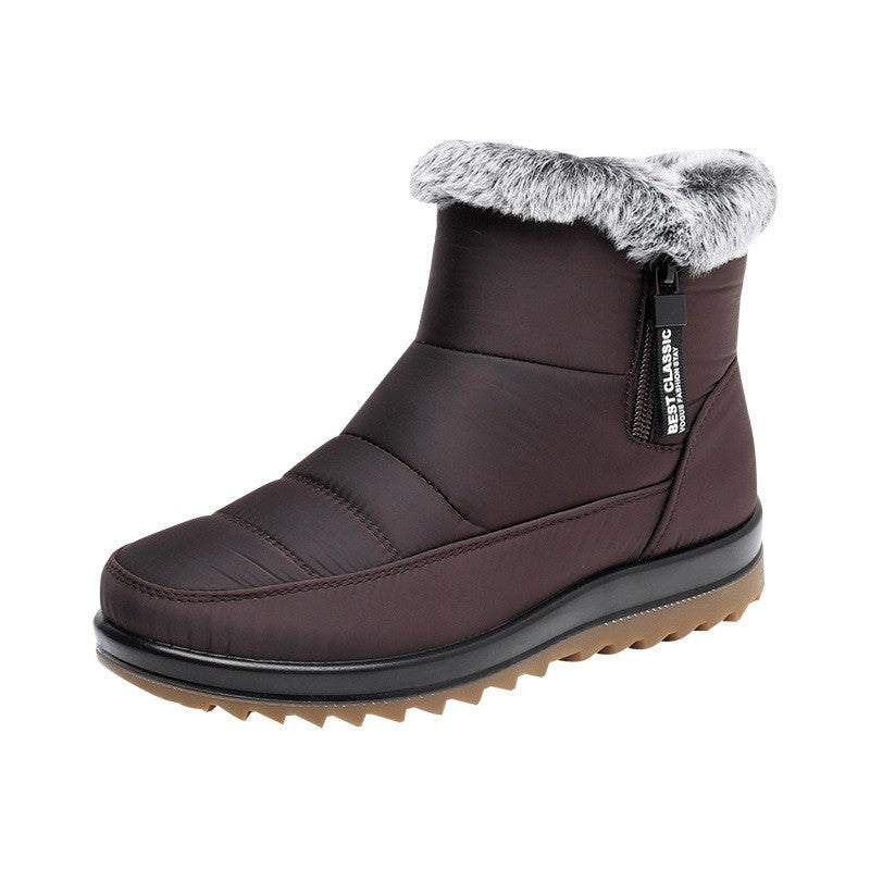 Bottes en coton thermique épais avec doublure polaire imperméable et antidérapante à fond plein de tendon