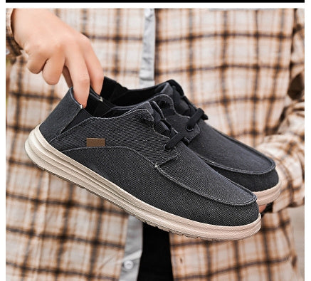 Zapatos de lona de gran tamaño, mocasines casuales para hombre, tela antigua de Beijing