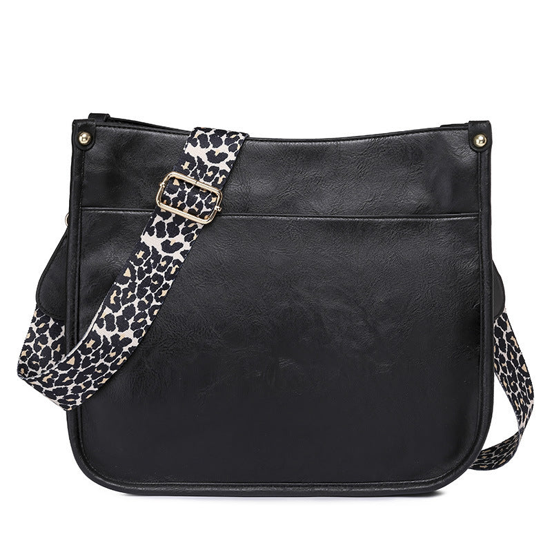 Bolso bandolera informal de piel sintética con estampado de leopardo y correa para el hombro, bolso de mano de gran capacidad, diseño minimalista