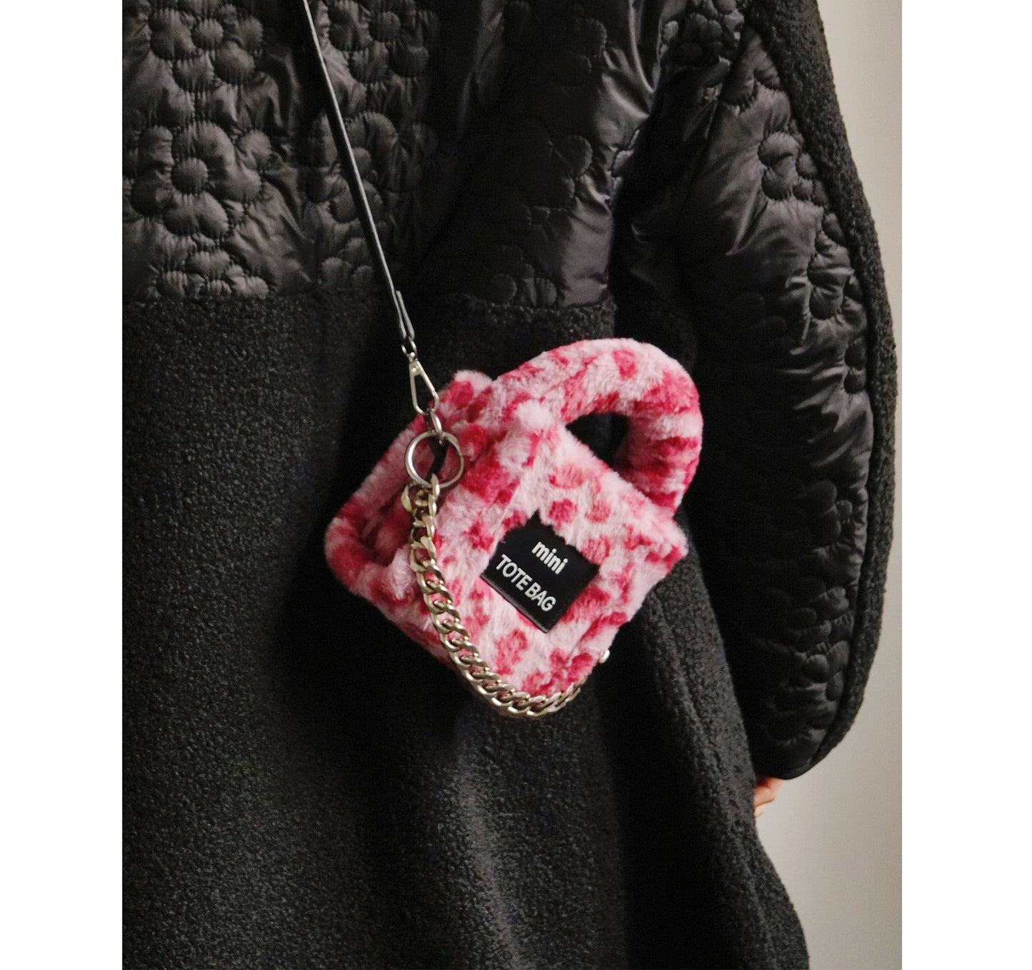 Mini bolso lindo con cadena de peluche para mujer para otoño e invierno