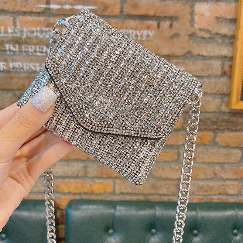 Sac messager à une épaule en strass pour femme, tendance, mode, filet rouge, tout assorti