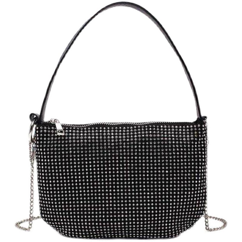 Bolso bandolera tipo bola de masa hervida con diamantes de imitación