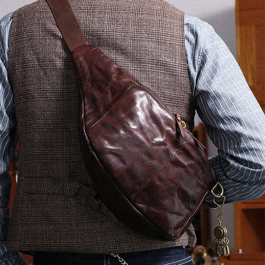 Sac banane en cuir vintage pour homme